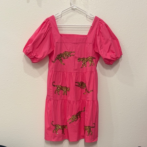 Mud Pie Dresses & Skirts - Mud Pie Pink Dress with Leopard Accents